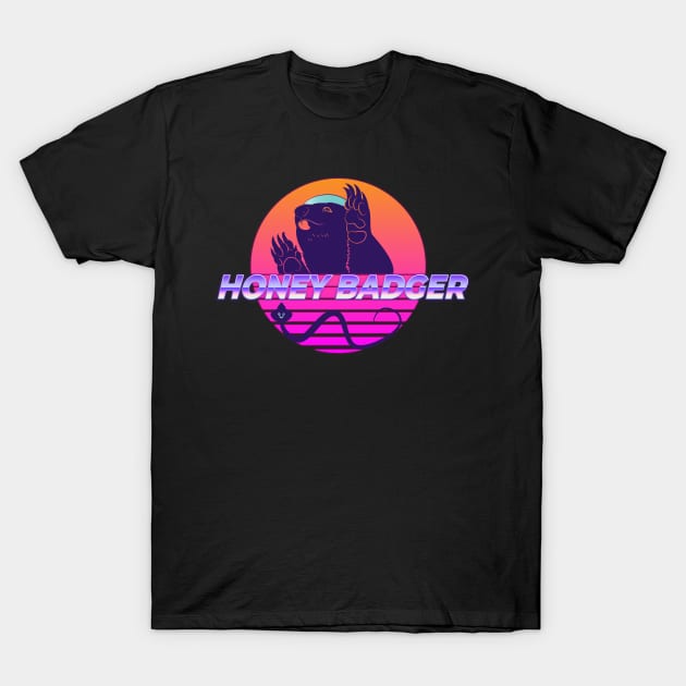 Honey Badger 80's Sunset T-Shirt by Mad Meon